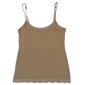 Jockey Camisole Tan Lace Trim Tactel Nylon Lycra Stretch Basic Minimalist M